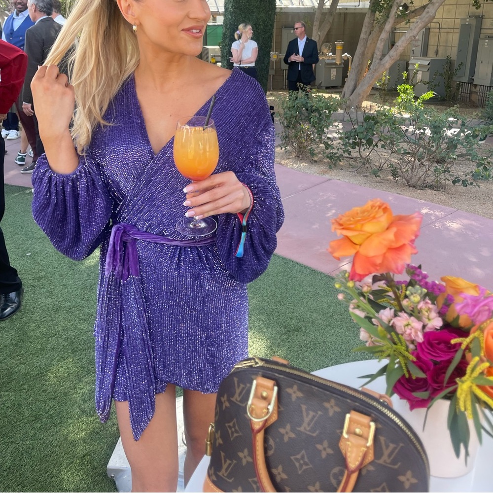 Retrofete Gabrielle sequin dress purple robe tie style